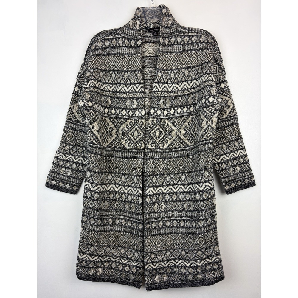Lucky Brand Open Cardigan Sweater Womens Large Aztec Knit Southwest Boho Hippie